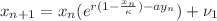 $ x_{n+1}=x_{n} (e^{r(1-\frac{x_{n}}{\kappa})-ay_{n}})+\nu_{1}$