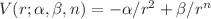 $V(r;\alpha,\beta,n) =-\alpha/r^{2}+\beta/r^{n}$