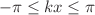 $ -\pi\leq kx\leq\pi$