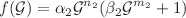 $$f(\mathcal {G})= \alpha _2\mathcal {G}^{n_2}(\beta _2 \mathcal {G}^{m_2}+1)$$