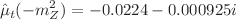 $$\hat{\mu }_t(-{m_{Z}^{2}})= -0.0224-0.000925i$$