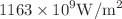 $$1163\times {10}^{9} \mathrm{W}/{\mathrm{m}}^{2}$$