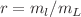 $$r=m_l/m_L$$