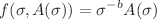 $$f(\sigma ,A(\sigma ))=\sigma ^{-b}A(\sigma )$$
