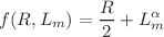 $$f(R,L_m)=\frac{R}{2}+L_m^\alpha$$