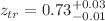 $$z_{tr}=0.73_{-0.01}^{+0.03}$$