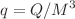 $$q=Q/M^3$$