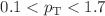 $$0.1< p_{\textrm{T}} < 1.7$$