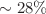 $$\sim 28\%$$