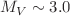 Mathematical equation: $$M_V\sim 3.0$$