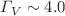 Mathematical equation: $$\Gamma _V\sim 4.0$$